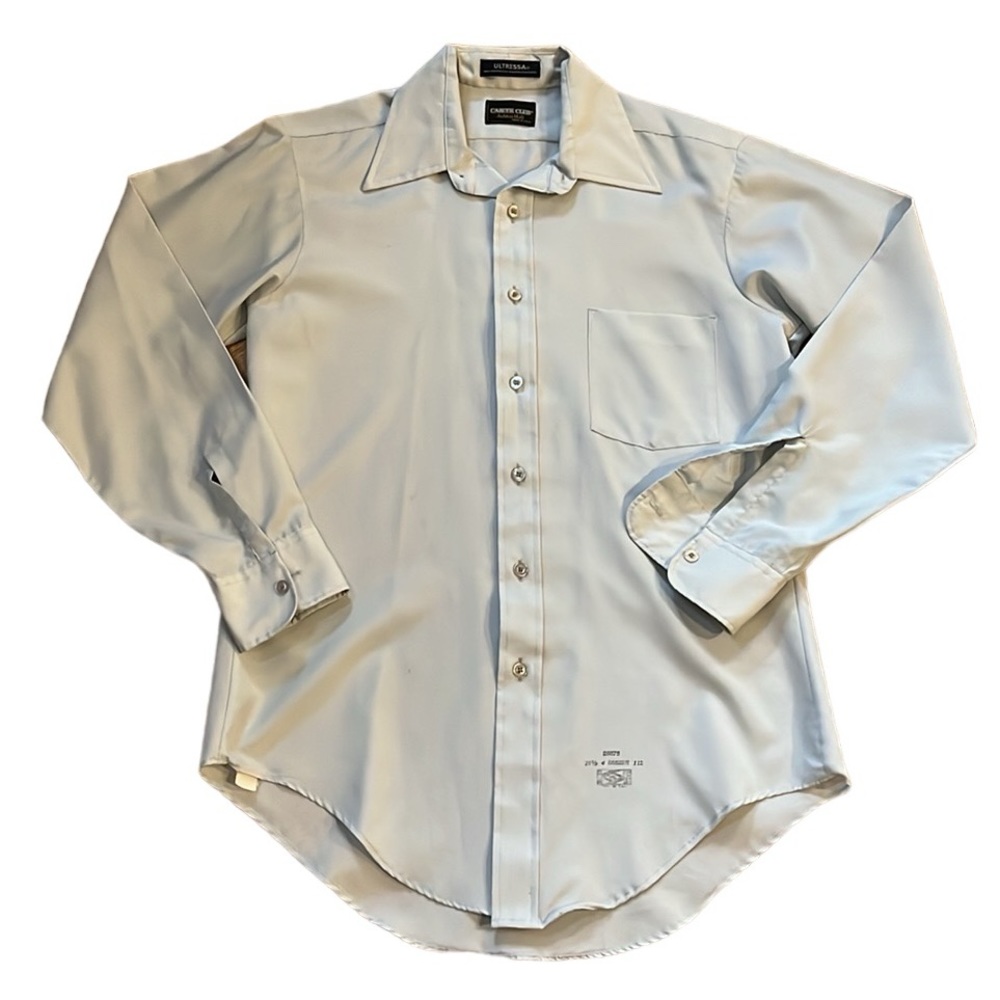 VINTAGE CAREER CLUB ASHTON HALL UNION MADE LONG SLEEVE SHIRT LIGHT BLU SIZE 15.5